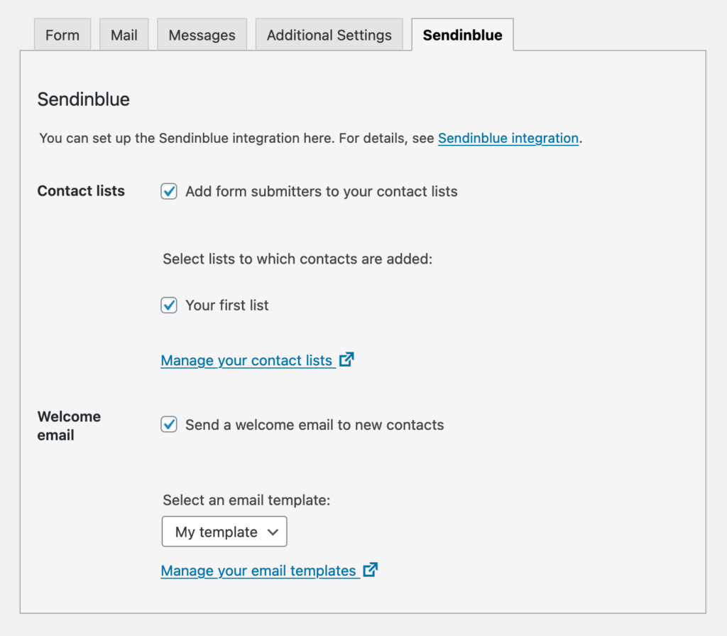 Sendinblue integration | Contact Form 7