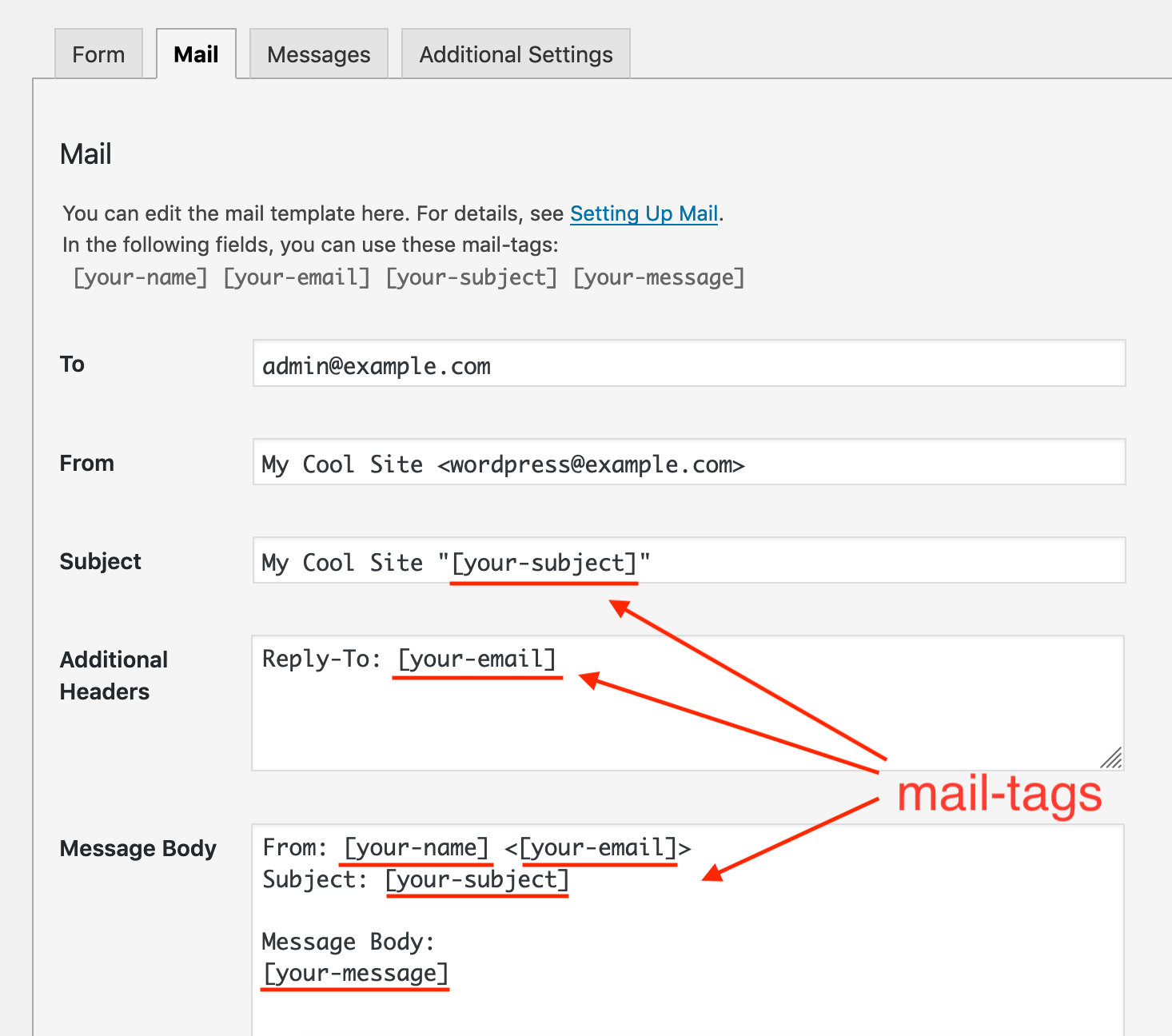 Special mailing tags for Contact Form 7 - WordPress Help Blog